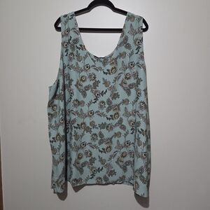 *4 for $30* Penningtons Mint and Olive Patterned Sleeveless Blouse